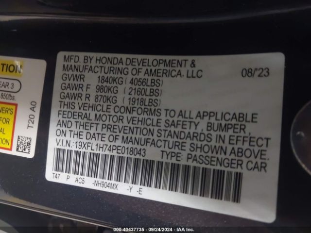 19XFL1H74PE018043 Honda Civic Ex-l /ex-l W/o Bsi