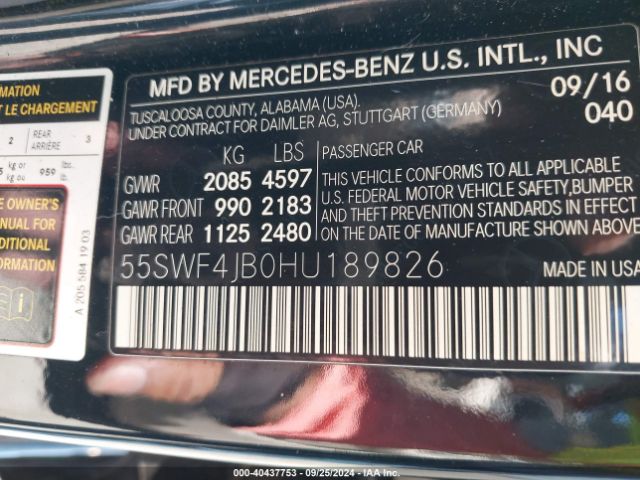 55SWF4JB0HU189826 Mercedes-Benz C 300