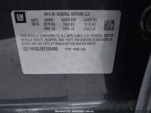 1G11H5SL6EF296480 Chevrolet Malibu 1lz