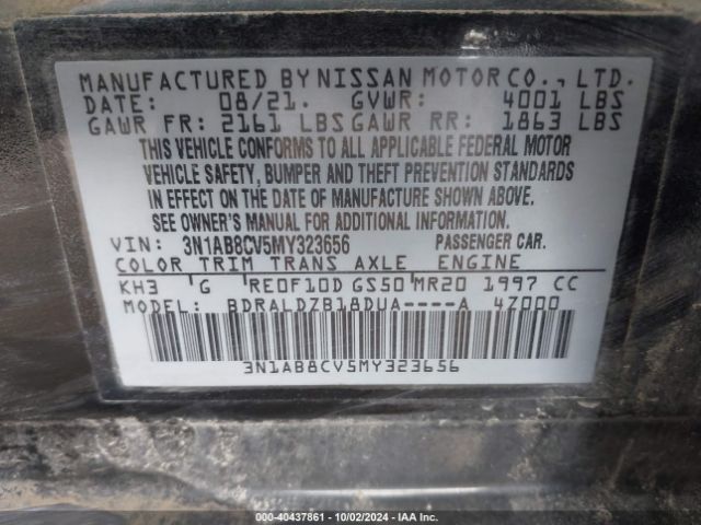 Продажа на аукционе авто 2021 Nissan Sentra Sv Xtronic Cvt, vin: 3N1AB8CV5MY323656, номер лота: 40437861