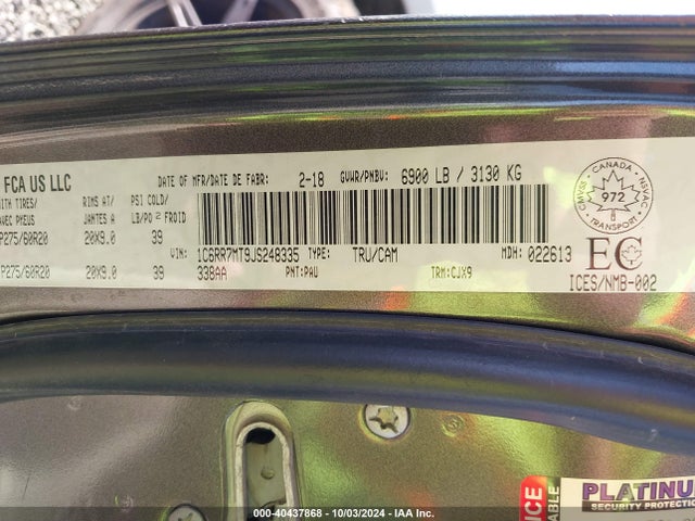 1C6RR7MT9JS248335 RAM 1500 Sport