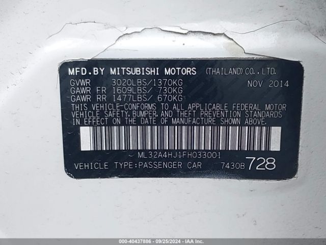 ML32A4HJ1FH033001 Mitsubishi MIRAGE ES