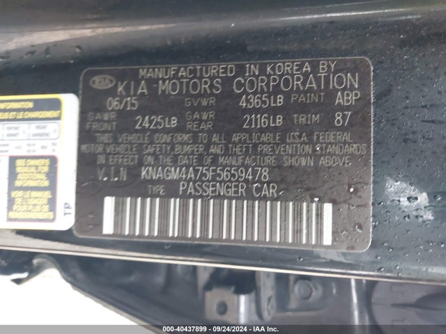 KIA Optima Lx 2015 KNAGM4A75F5659478 Image 9