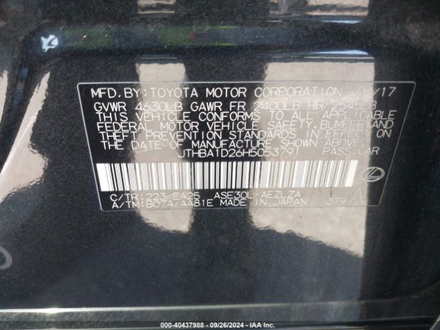 JTHBA1D26H5053791 Lexus IS 200T