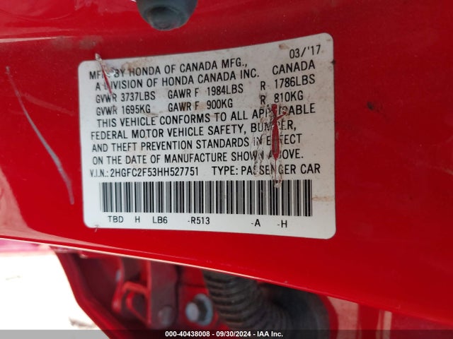 Honda Civic Lx 2017 2HGFC2F53HH527751 Image 9