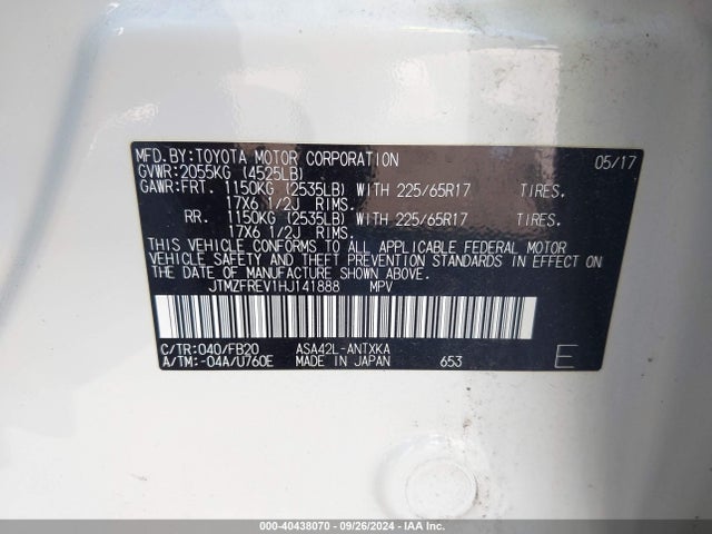 Toyota RAV4 LE 2017 JTMZFREV1HJ141888 Image 9