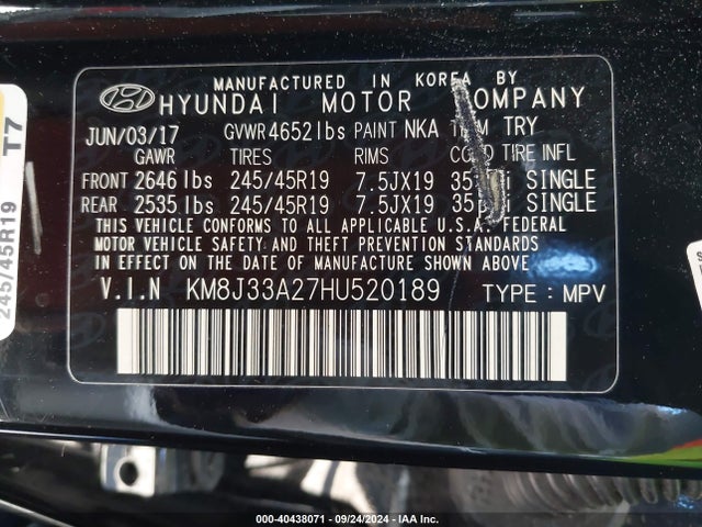 Hyundai Tucson Night 2017 KM8J33A27HU520189 Image 9
