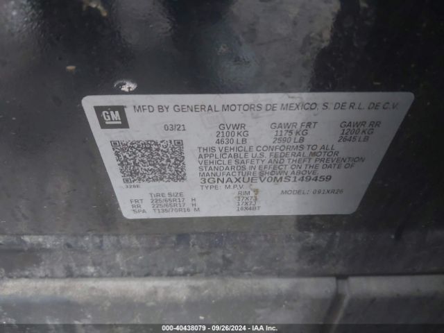 3GNAXUEV0MS149459 Chevrolet Equinox Awd Lt