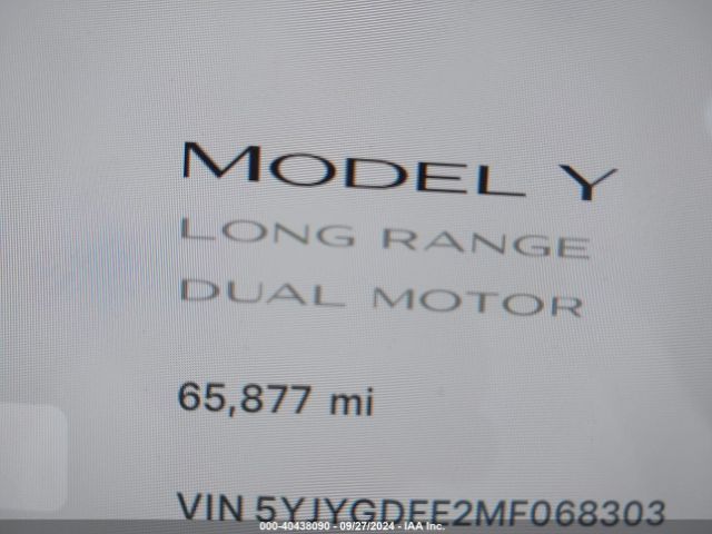 5YJYGDEE2MF068303 Tesla Model Y Long Range Dual Motor All-wheel Drive