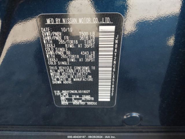 JN8AY2NC6LX518027 Nissan Armada Sv 4wd