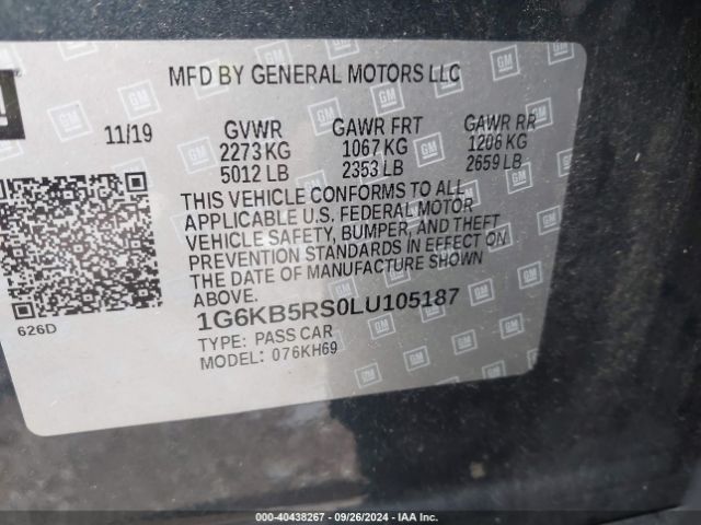 1G6KB5RS0LU105187 Cadillac Ct6 Awd Luxury