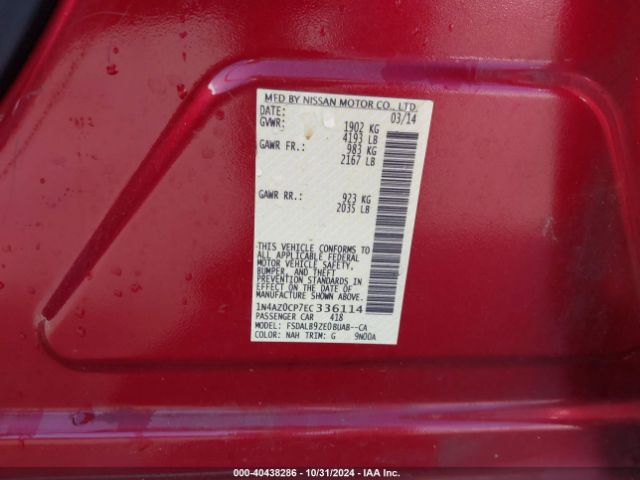 1N4AZ0CP7EC336114 Nissan LEAF S