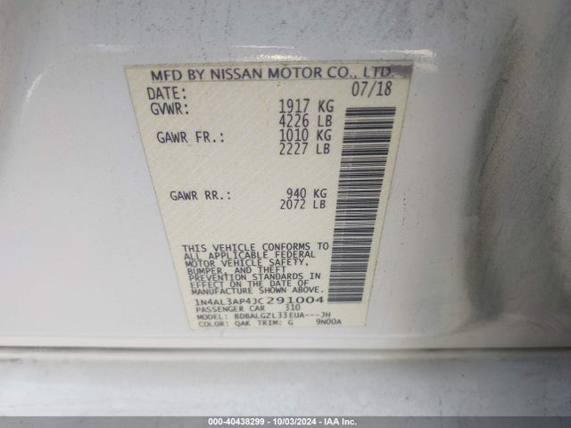 Nissan Altima 2.5 S 2018 1N4AL3AP4JC291004 Image 9