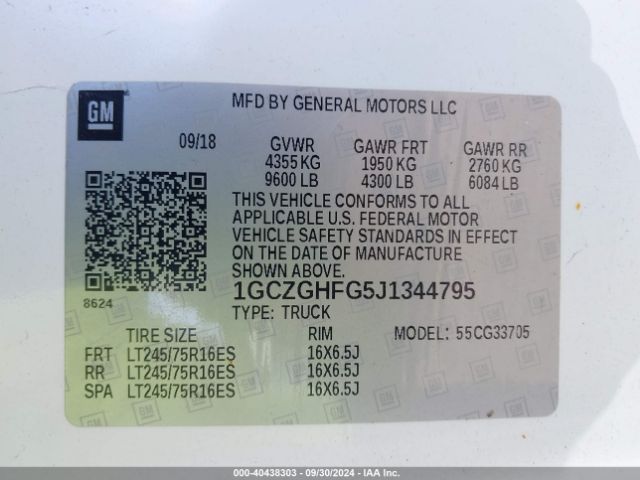1GCZGHFG5J1344795 Chevrolet Express 3500 Work Van