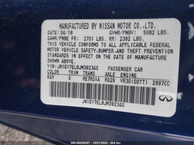 JN1EV7EL8JM392340 Infiniti Q60 3.0t Luxe