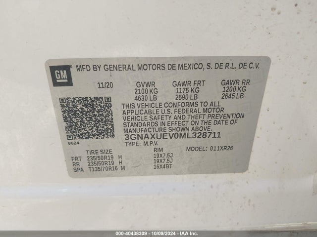 Chevrolet Equinox Awd Lt 2021 3GNAXUEV0ML328711 Image 9