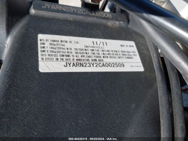 2012 YAMAHA YZFR1 JYARN23Y2CA002509 Photo 9