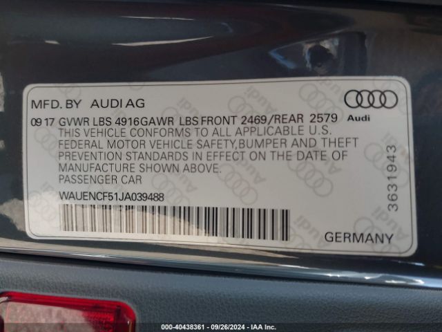 WAUENCF51JA039488 Audi A5 2.0t Premium