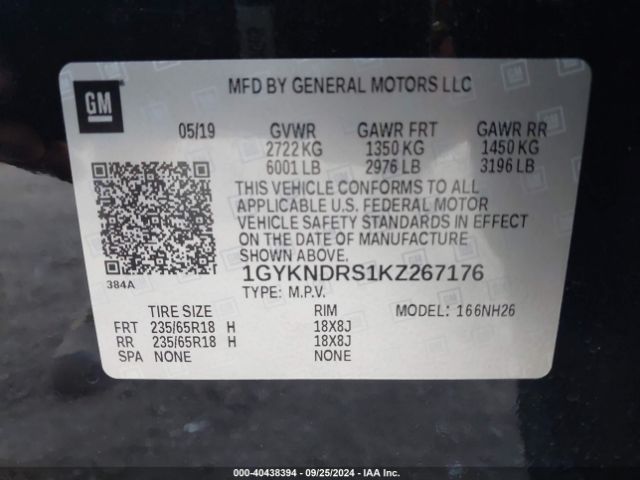 1GYKNDRS1KZ267176 Cadillac XT5 LUXURY