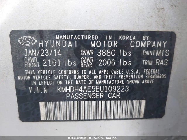 Hyundai ELANTRA SE 2014 KMHDH4AE5EU109223 Image 9