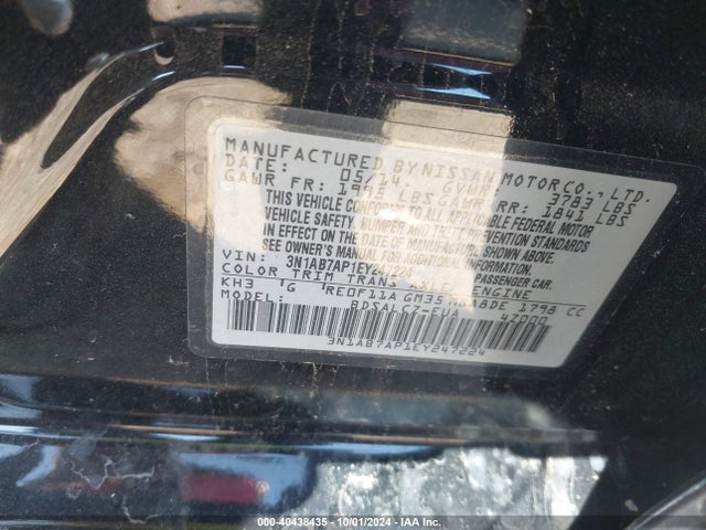 Nissan SENTRA S 2014 3N1AB7AP1EY247224 Image 9
