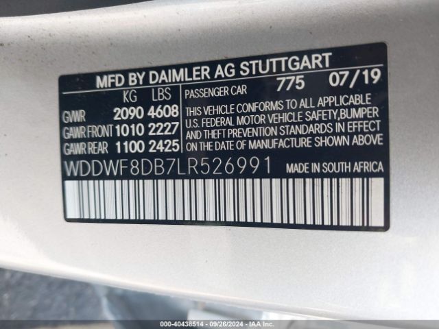 WDDWF8DB7LR526991 Mercedes-Benz C 300