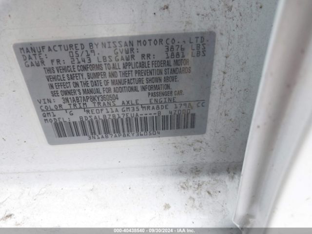3N1AB7AP8KY360504 Nissan SENTRA S
