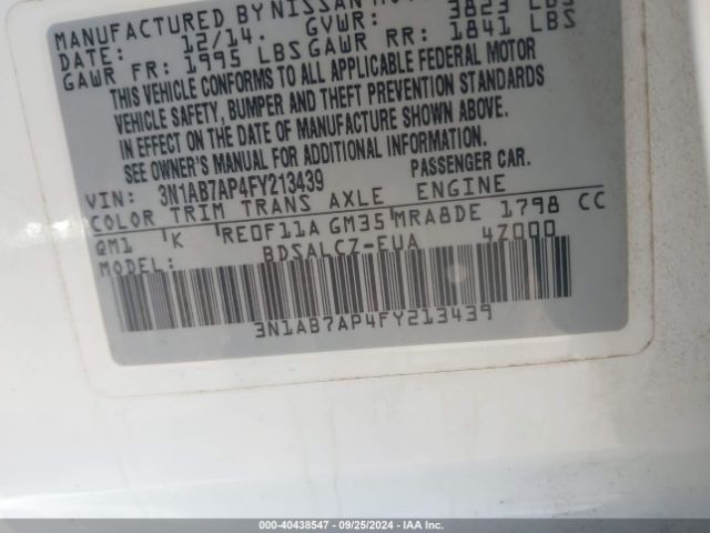 3N1AB7AP4FY213439 Nissan SENTRA S