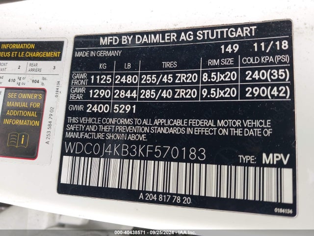 WDC0J4KB3KF570183 Mercedes-Benz Glc 300 Coupe 4matic