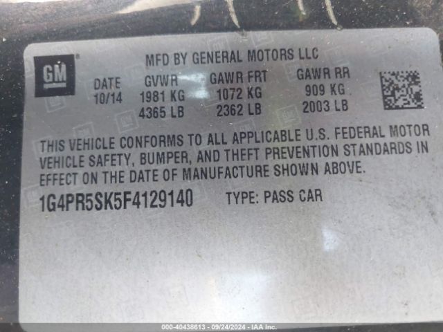 1G4PR5SK5F4129140 Buick Verano Convenience Group