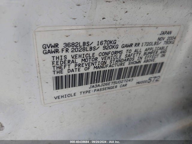 2005 MITSUBISHI LANCER JA3AJ26E75U027243 Photo 8