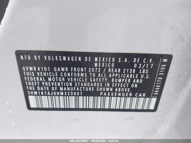3VW167AJ0HM320007 Volkswagen Jetta 1.4t S