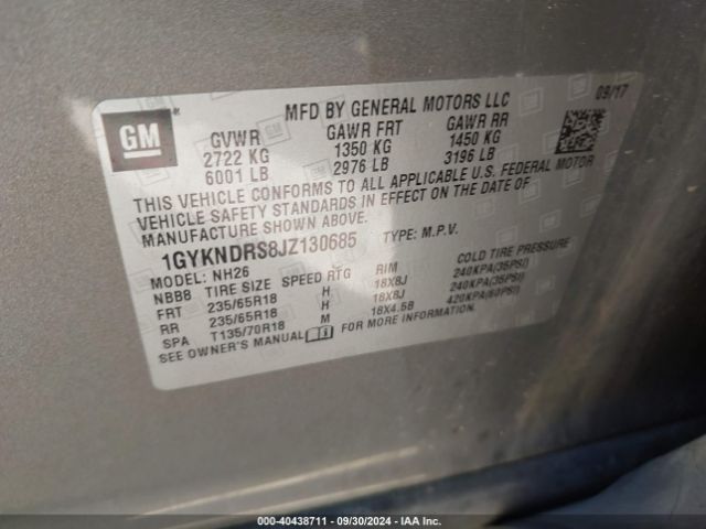 1GYKNDRS8JZ130685 Cadillac XT5 LUXURY