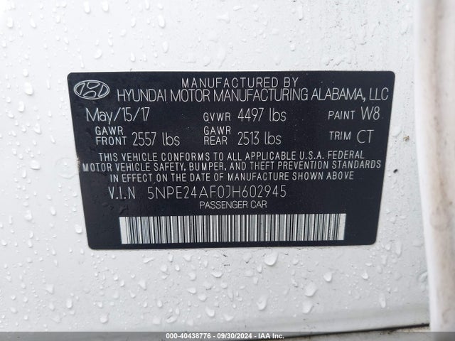 Hyundai SONATA SE 2018 5NPE24AF0JH602945 Image 9