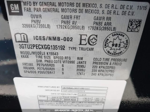 3GTU2PECXGG135192 GMC Sierra 1500 Denali