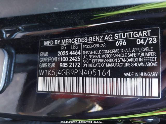 W1K5J4GB9PN405164 Mercedes-Benz Cla 250 Coupe