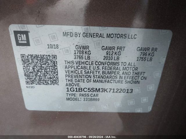 1G1BC5SM3K7122013 Chevrolet CRUZE LS