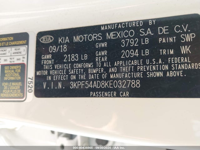 KIA FORTE EX 2019 3KPF54AD8KE032788 Image 9
