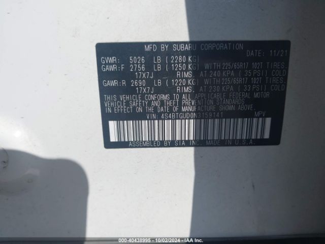 4S4BTGUD0N3159141 Subaru Outback Wilderness