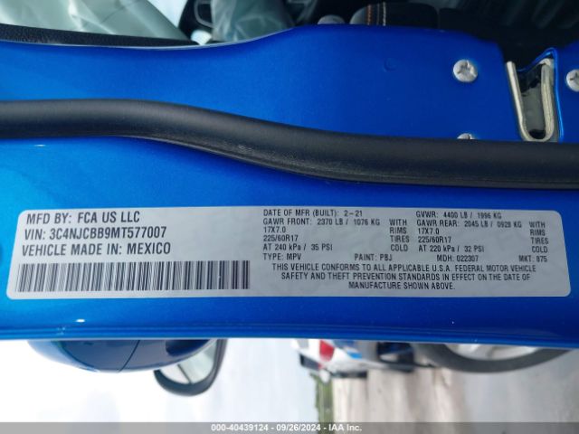3C4NJCBB9MT577007 Jeep Compass Latitude Fwd