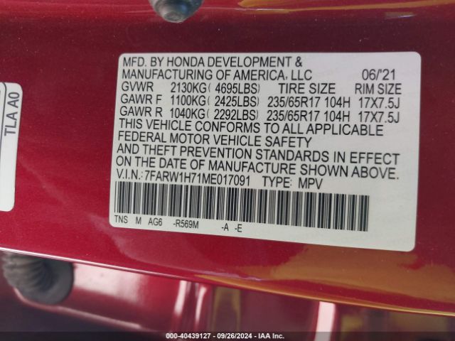 7FARW1H71ME017091 Honda Cr-v 2wd Special Edition