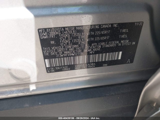 Toyota Rav4 Xle 2021 2T3W1RFVXMW121196 Image 9