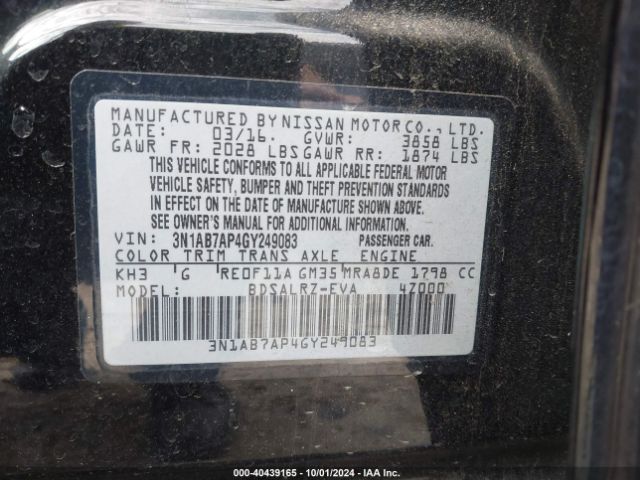 3N1AB7AP4GY249083 Nissan SENTRA SR