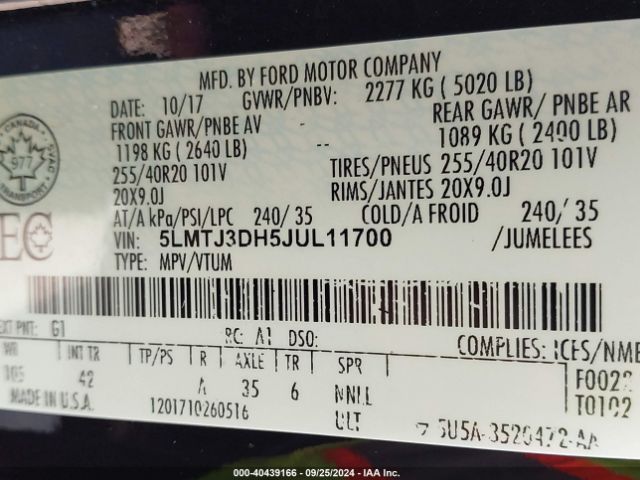 5LMTJ3DH5JUL11700 Lincoln Mkc Reserve