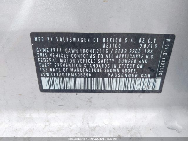 3VWA17AU7HM505390 Volkswagen Golf Sportwagen Tsi S
