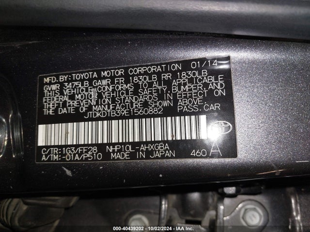 Toyota Prius C Four/one/three/two 2014 JTDKDTB39E1560882 Image 9