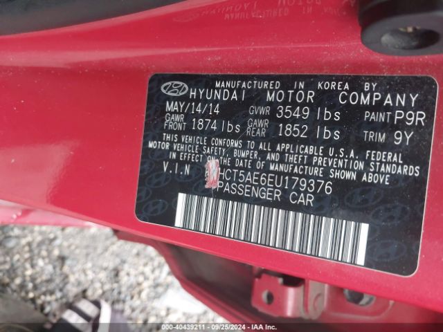 KMHCT5AE6EU179376 Hyundai ACCENT GS