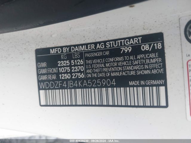 WDDZF4JB4KA525904 Mercedes-Benz E 300