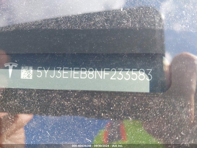 2022 TESLA MODEL 3 5YJ3E1EB8NF233583 Photo 8