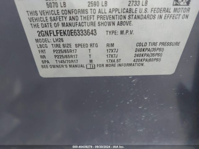 2GNFLFEK0E6333643 Chevrolet EQUINOX 1LT